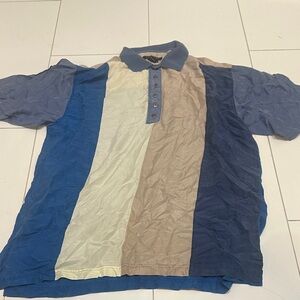 Vintage TULLIANO Men's Multicolor Striped ailk button down  Shirt Medium